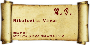 Mikolovits Vince névjegykártya